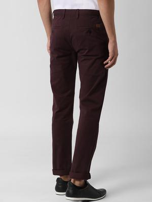 red solid flat front casual trouser - 16761998 - Standard Image - 3