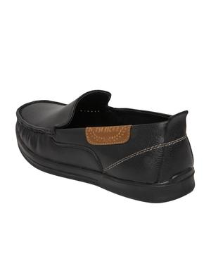 black leatherette slip on loafers - 16762459 - Standard Image - 3