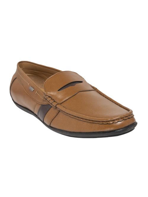 brown leatherette slip on loafers - 16762461 - Standard Image - 1
