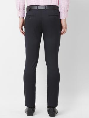 navy blue solid flat front formal trouser - 16762747 - Standard Image - 3