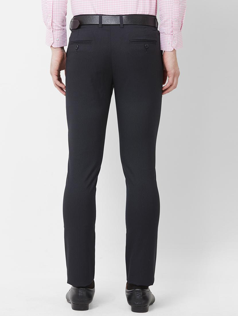 navy blue solid flat front formal trouser - 16762747 - Zoom Image - 3