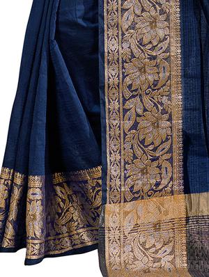 solid bordered kanjivaram saree with blouse - 16763311 - Standard Image - 3