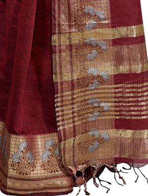 solid bordered kanjivaram saree with blouse - 16763318 - Standard Image - 3