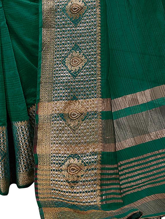 solid bordered kanjivaram saree with blouse - 16763319 - Zoom Image - 3