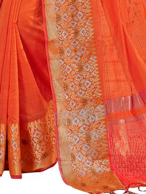 solid bordered kanjivaram saree with blouse - 16763321 - Standard Image - 3