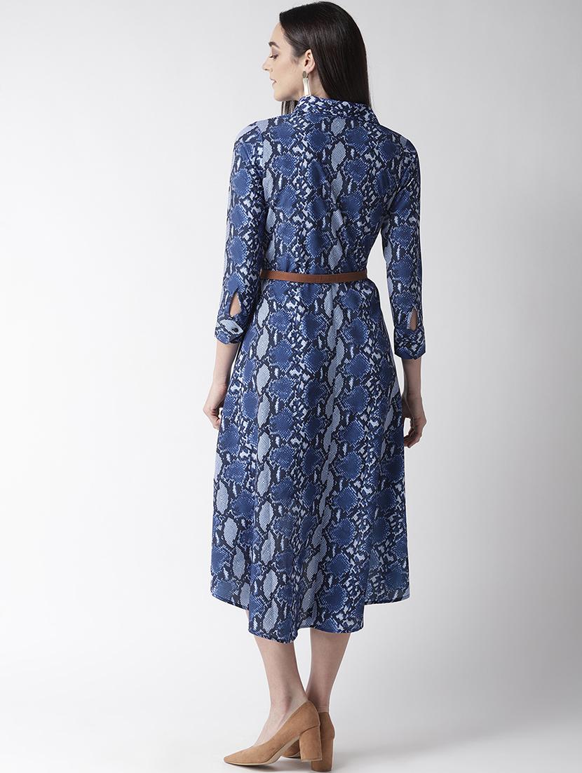 high low snake print belted dress - 16763527 - Zoom Image - 3