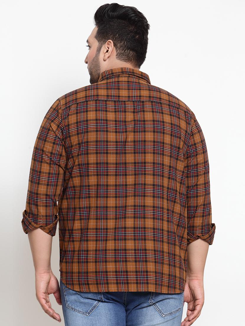 brown checkered casual shirt - 16763629 - Zoom Image - 3