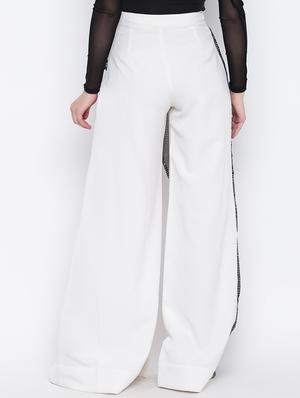 contrast panel front slit trouser - 16764398 - Standard Image - 3