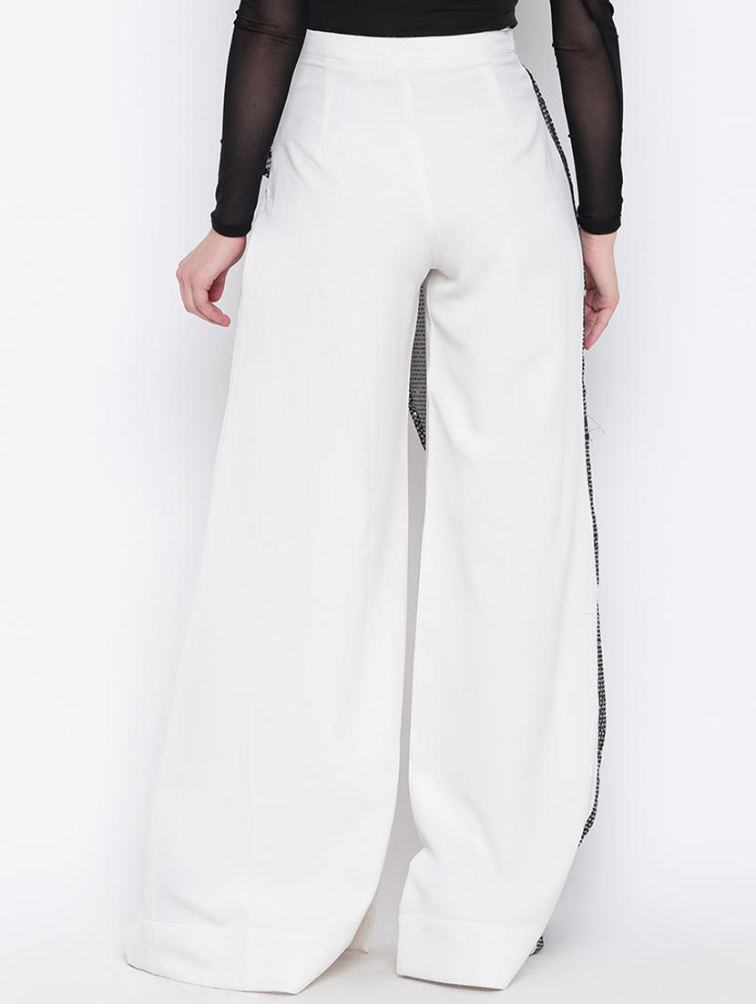 contrast panel front slit trouser - 16764398 - Zoom Image - 3