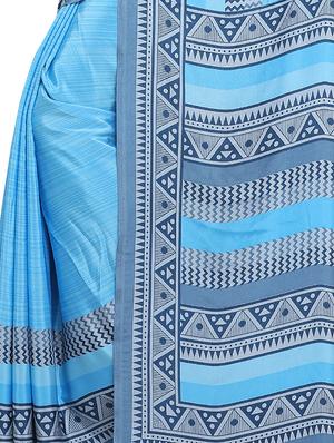 solid bordered saree with blouse - 16764648 - Standard Image - 3