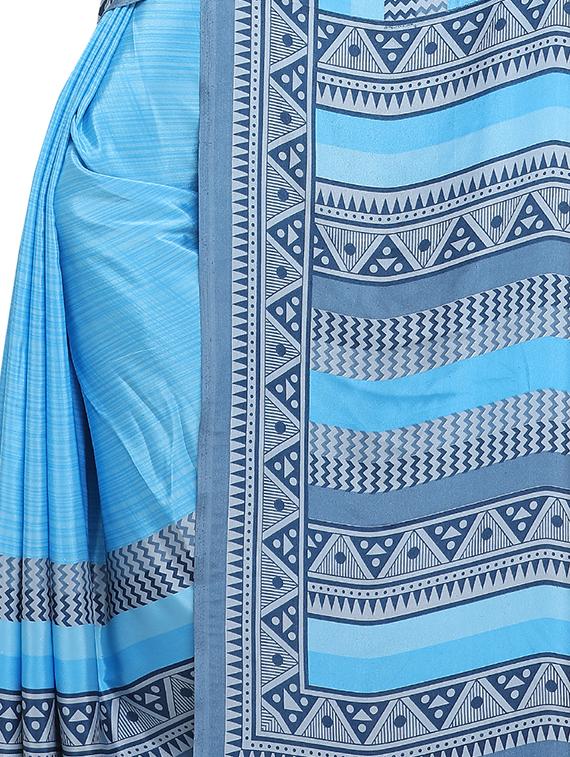 solid bordered saree with blouse - 16764648 - Zoom Image - 3