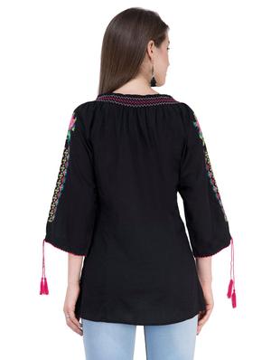 tie knot embroidered tunic - 16764678 - Standard Image - 3