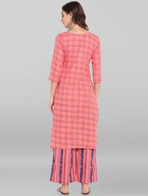 checkered kurta palazzo set - 16765165 - Standard Image - 3