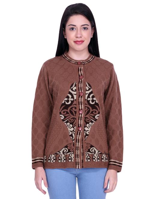 mandarin neck printed cardigan - 16767849 - Standard Image - 1