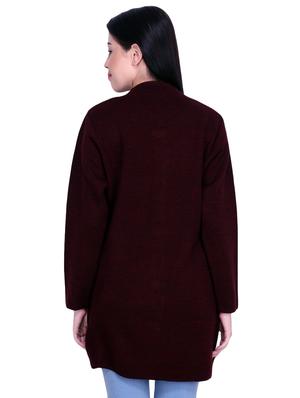 mandarin neck solid cardigan - 16767855 - Standard Image - 3