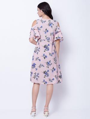 cold shoulder floral a-line dress - 16768174 - Standard Image - 3