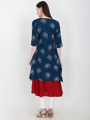 printed layered kurta - 16768564 - Standard Image - 3