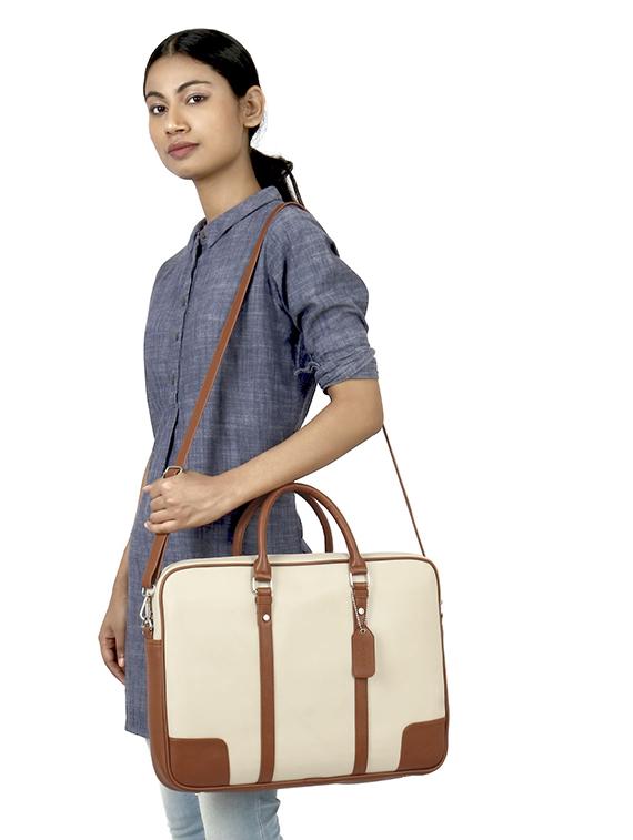 beige leatherette laptop bag - 16769518 - Zoom Image - 6
