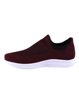 maroon fabric slipon sport shoes - 16770411 - Standard Image - 3