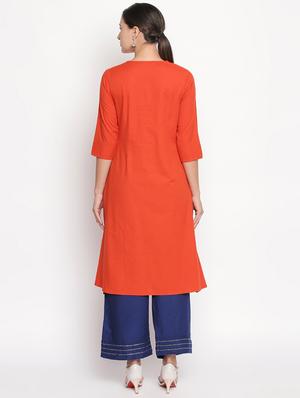 solid button detail kurta - 16771025 - Standard Image - 3