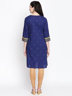 gold print straight kurta - 16771062 - Standard Image - 3