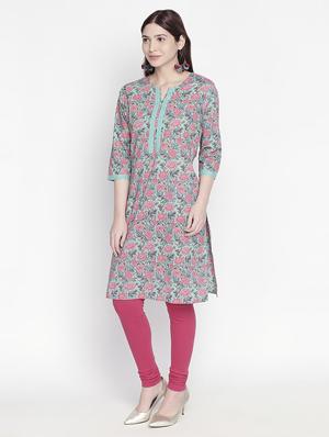 floral straight kurta - 16771064 - Standard Image - 3