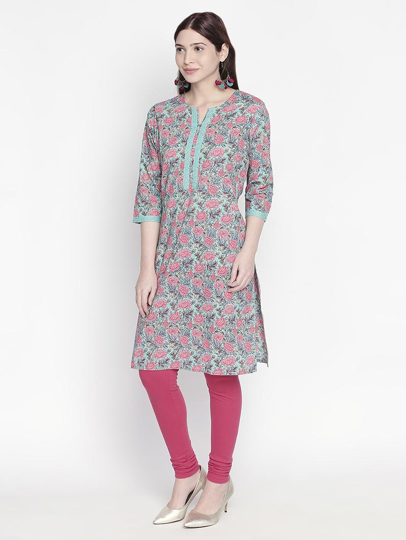 floral straight kurta - 16771064 - Zoom Image - 3