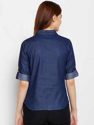 roll up sleeved denim shirt - 16771646 - Standard Image - 3