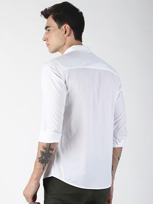 white solid casual shirt - 16771801 - Standard Image - 3