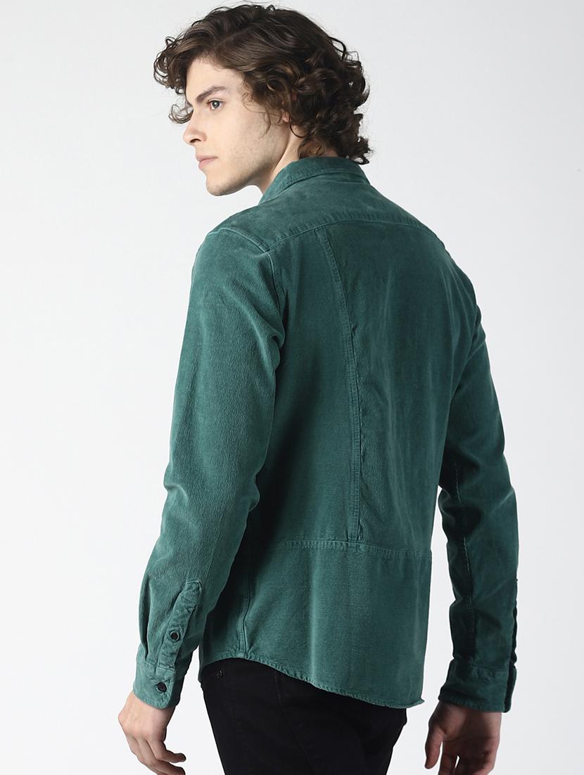 green solid casual shirt - 16771827 - Zoom Image - 3