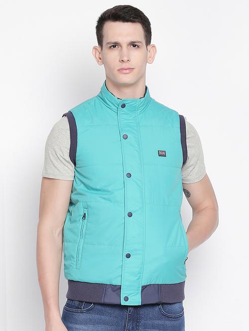green solid quilted jacket - 16772357 - Standard Image - 1