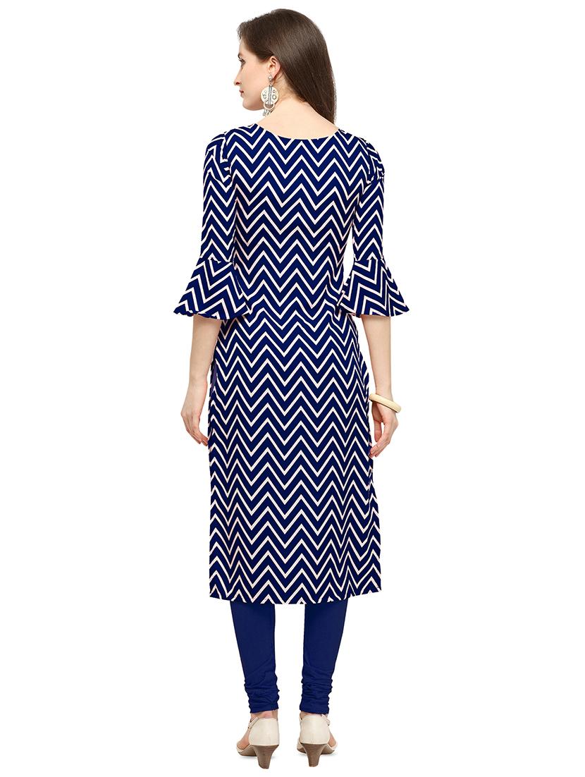 chevron print straight kurta - 16772944 - Zoom Image - 3