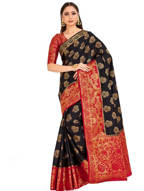 floral kanjivaram saree with blouse - 16772948 - Very Small Image - 1