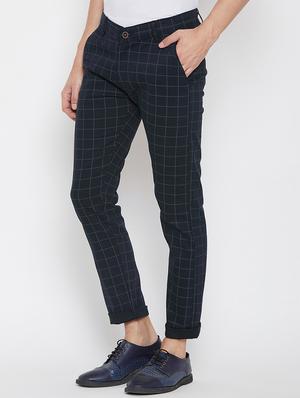 navy blue checkered chinos - 16773761 - Standard Image - 3