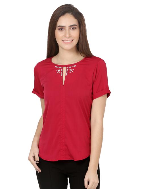 key hole neck embellished top - 16773831 - Standard Image - 1