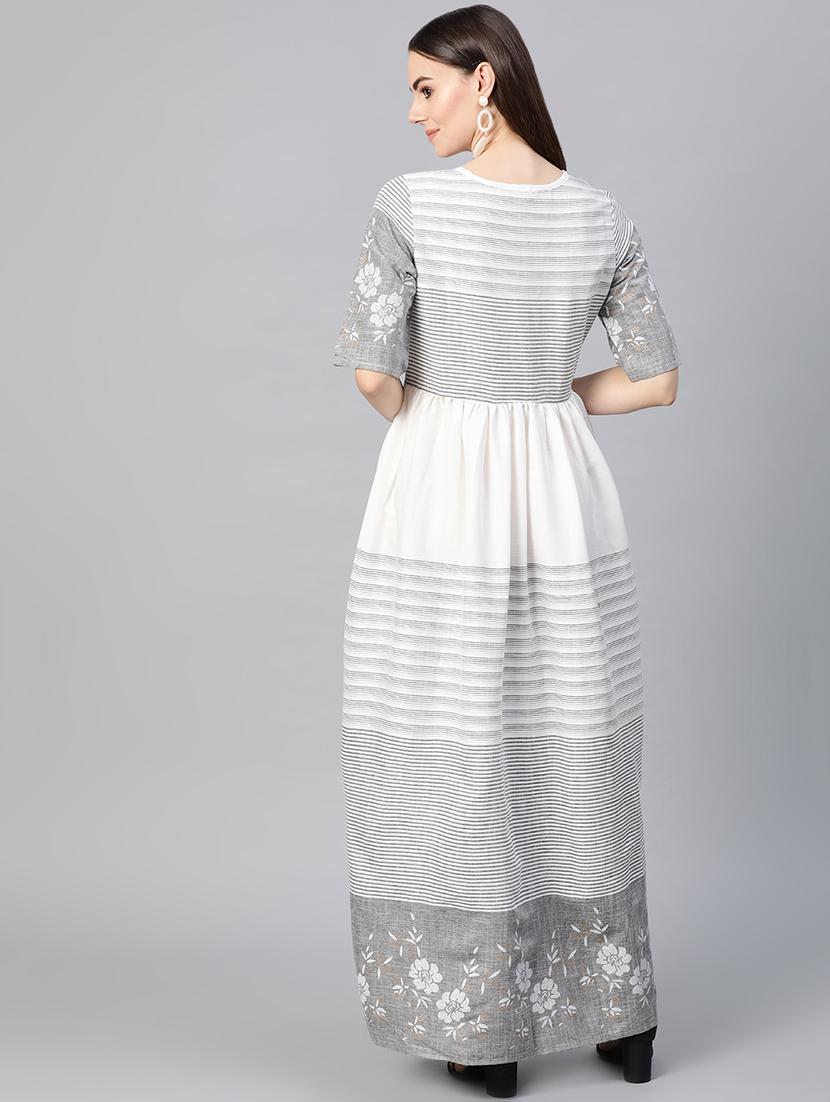round neck striped maxi dress - 16773871 - Zoom Image - 3