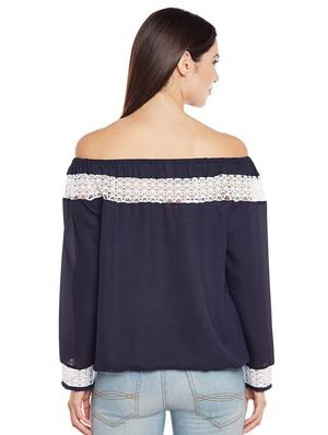 lace detail off shoulder top - 16774127 - Standard Image - 3