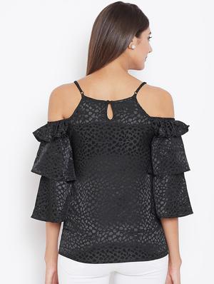 cold shoulder ruffle detail top - 16774129 - Standard Image - 3