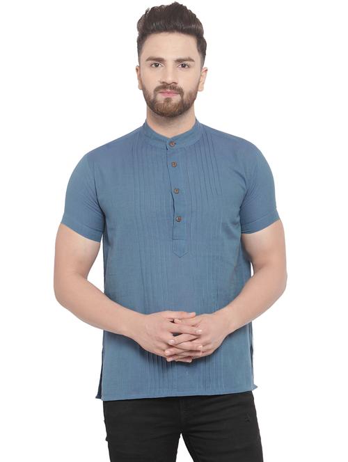blue pin tucked short kurta - 16779254 - Very Small Image - 1