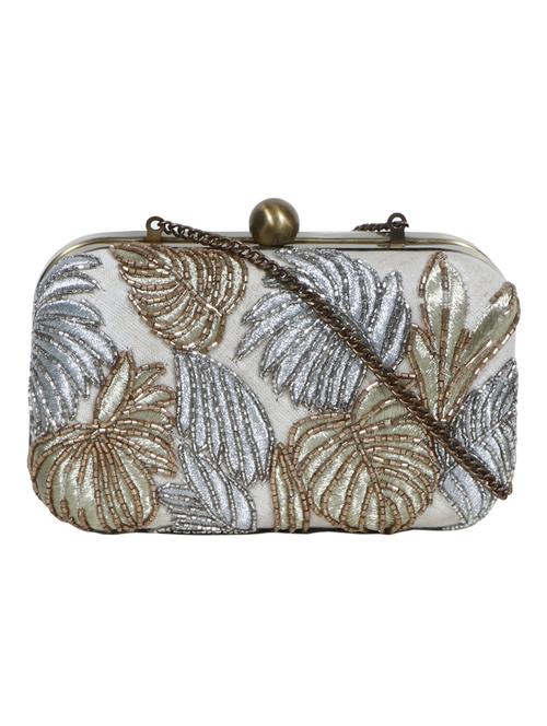 beige cotton box clutch - 16779877 - Standard Image - 1