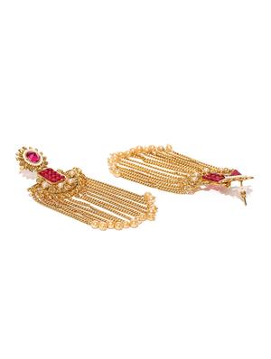 pink metal drop earring - 16780242 - Standard Image - 3