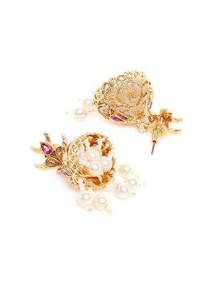 pink metal jhumka earring - 16780313 - Standard Image - 3