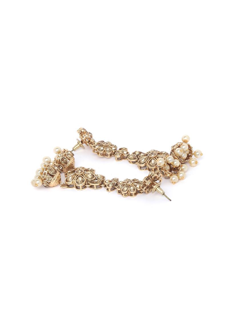 gold brass jhumka earring - 16780328 - Zoom Image - 3