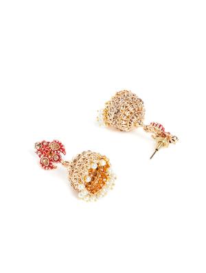 red metal jhumka earring - 16780345 - Standard Image - 3