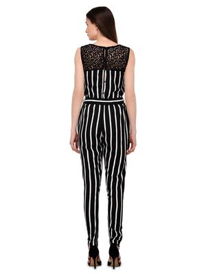 lace detail striped full leg jumpsuit - 16780546 - Standard Image - 3