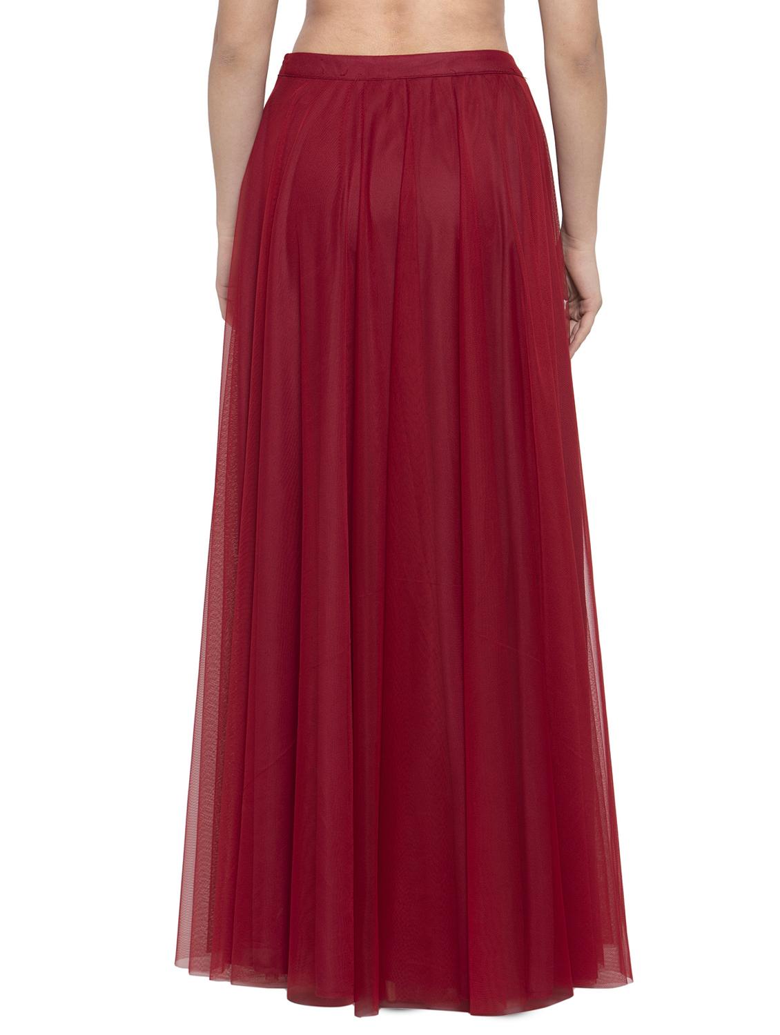 high rise solid net a-line skirt - 16780839 - Zoom Image - 3