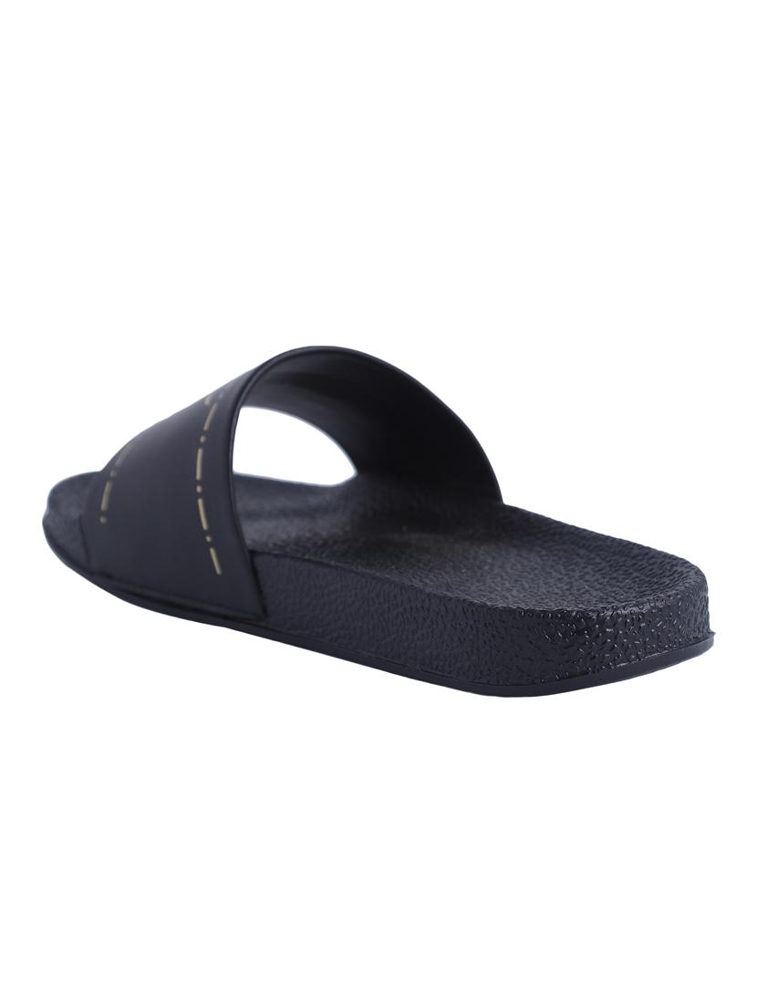 black leatherette slip on flip flops - 16781047 - Zoom Image - 3