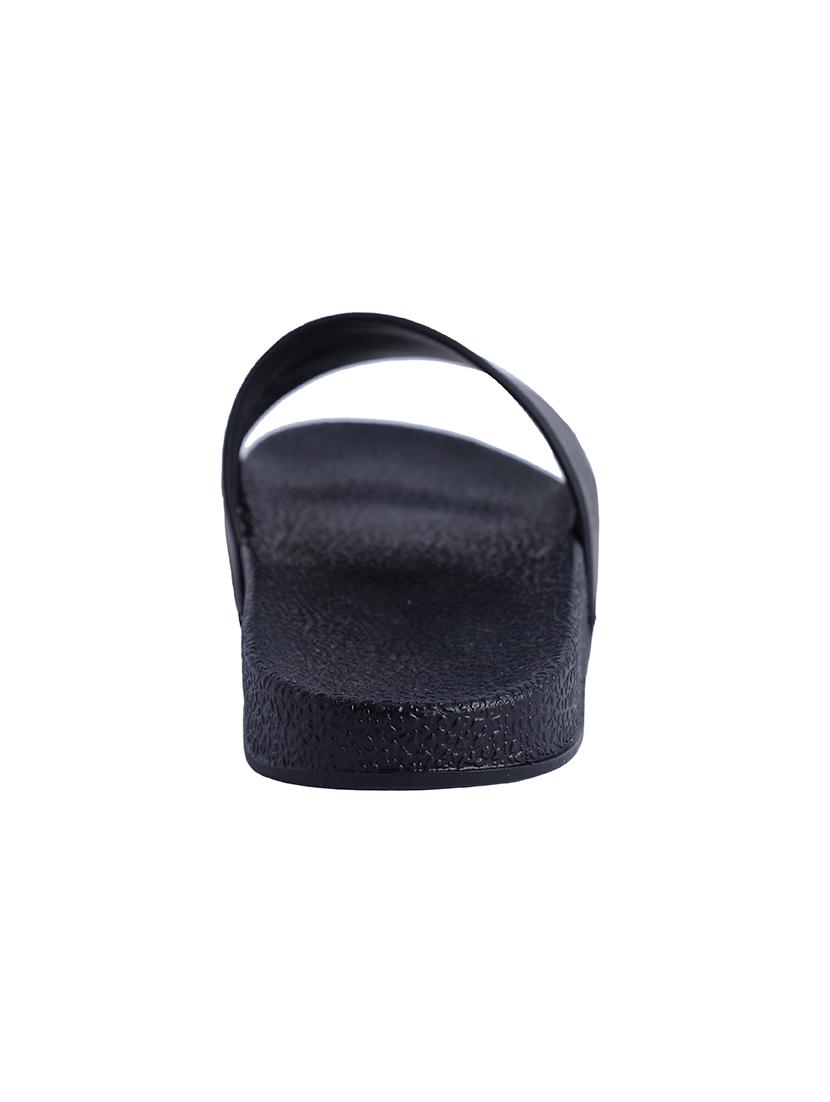 black leatherette slip on flip flops - 16781054 - Zoom Image - 3