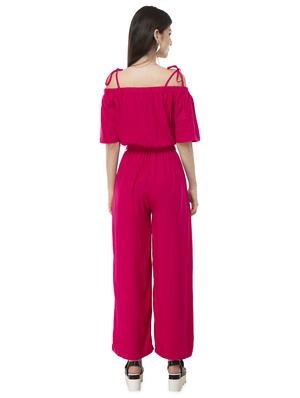 tie knot shoulder solid full leg jumpsuit - 16781090 - Standard Image - 3