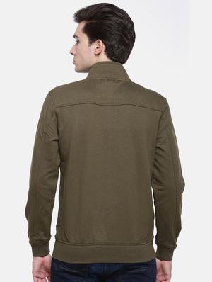 green solid fleece casual jacket - 16781897 - Standard Image - 3